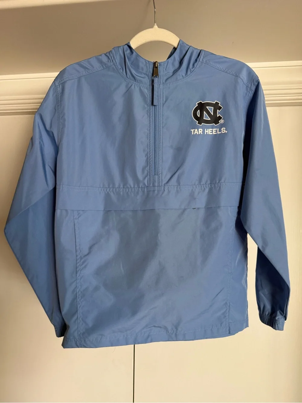 Champion Light Blue Kids Rain Jacket with Tar Heels Logo